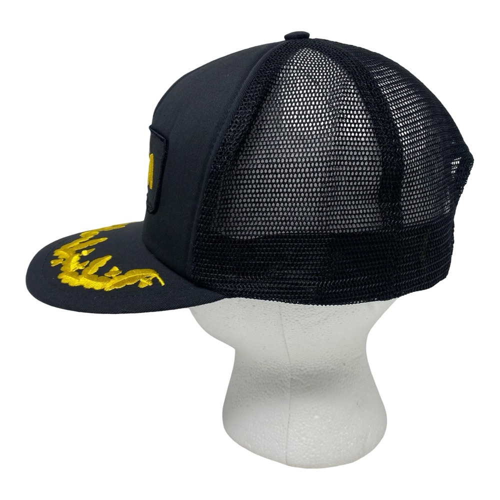 NASA Trucker Hat Mens Black Snapback Mesh Cap Scrambled Eggs Gold Embroidery - Picture 2 of 8
